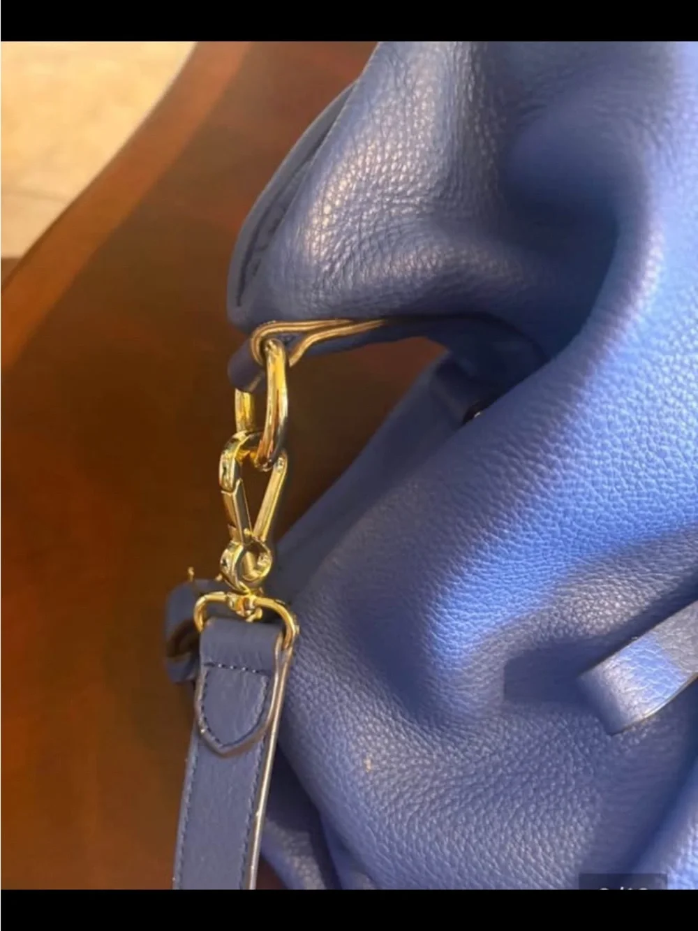 Vince Camuto Blue Leather Hobo Bag with Gold Hardware